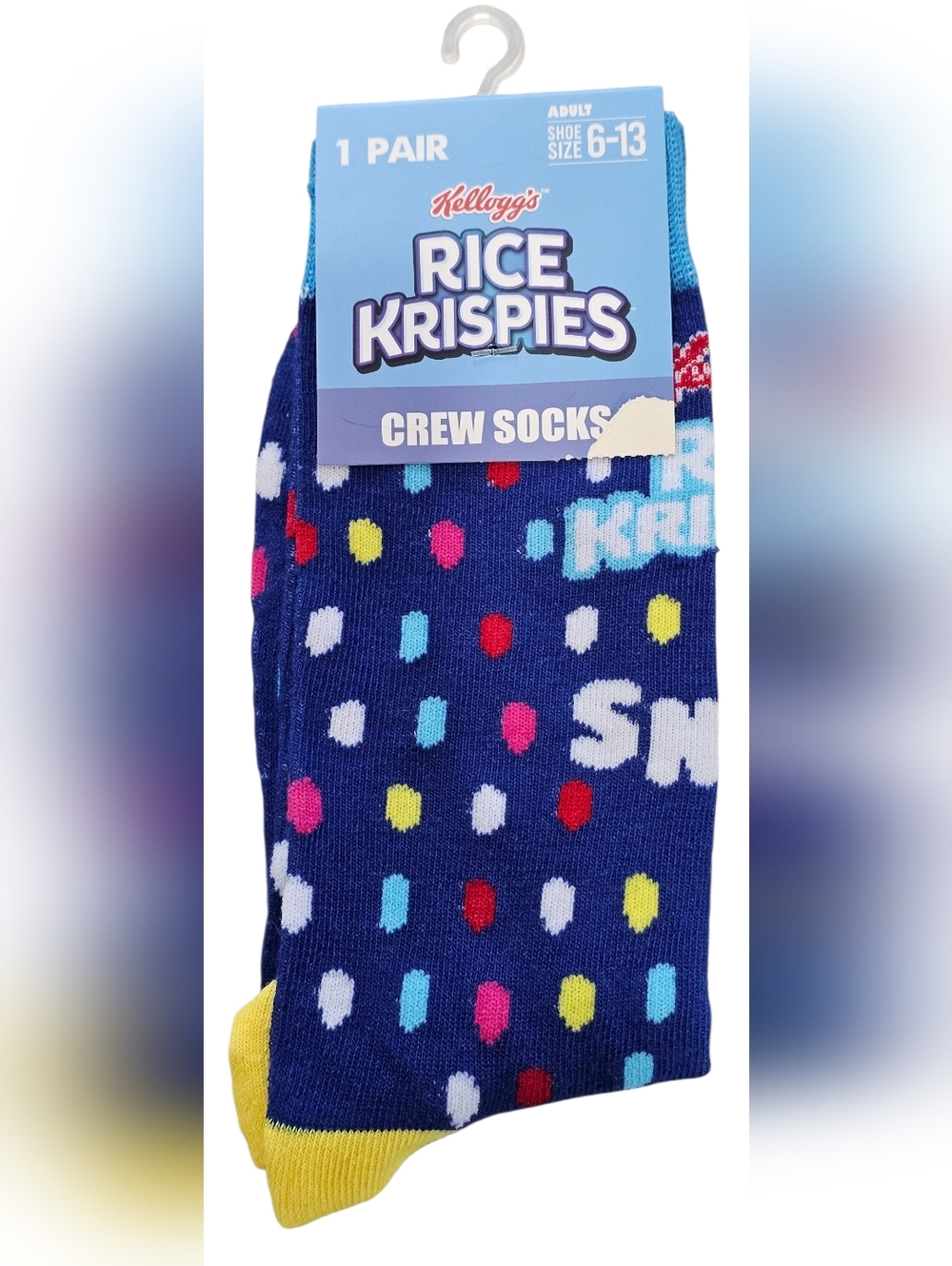 Kellogg's Rice Krispies & Pop-Tarts Men's Crew Socks - Purple & Navy - Pack of 2 - Picture 5 of 6